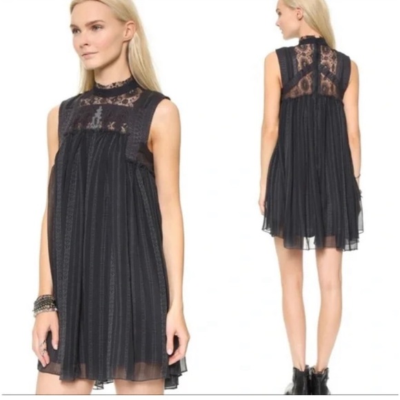 Free People Dresses & Skirts - Free People Penny Georgette Babylon Black Sleeveless Dress Size L